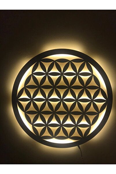 leonarthil design Ledli Yaşam Çiçeği Mistik Ahşap Tablo Mdf Duvar Dekorasyonu Lazer Kesim Mdf Duvar Tablo