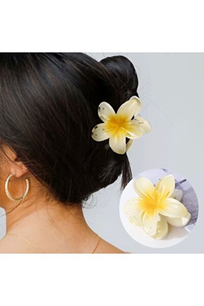 My Moment مشبك شعر أكريليك لامع على شكل زهرة اللوتس الصفراء وصديق للبيئة وعالي الجودة ومجموعة صيفية