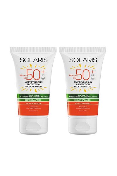 SOLARIS Matte Finish Anti-Aging Gel Sunscreen for Oily Skin Types Spf 50 (50 ml)