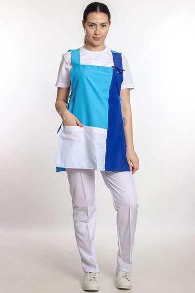 İstanbul Üniforma Color Block Work Apron Blue