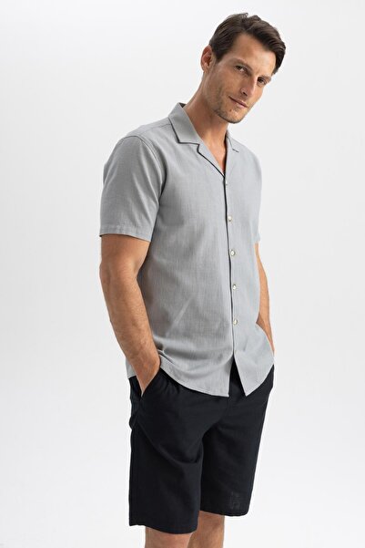 DeFacto Modern Fit Apache Collar Cotton Short Sleeve Shirt Z5189az23sm
