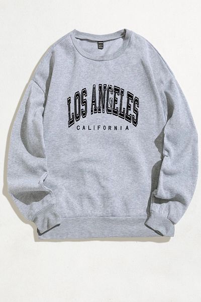 MODAGEN Unisex γκρι φούτερ με στάμπα Los Angeles Crew Neck Oversize