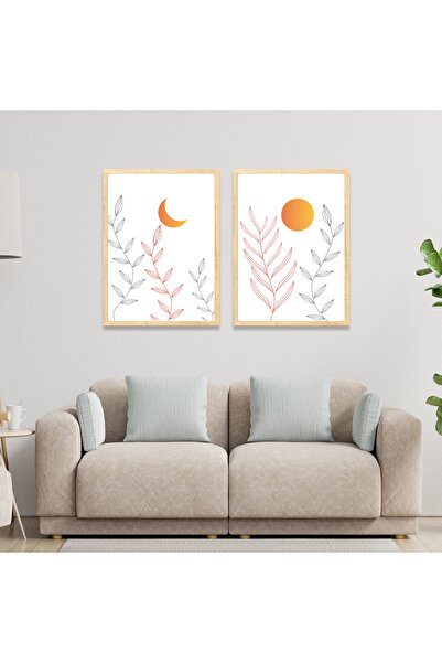 Dekorsiahome Set de pictură decorativă din 2 piese cu cadru din lemn pentru c...