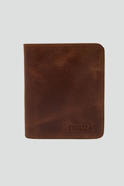 Deriza Мъжки портфейл Dik Crazy от естествена кожа, кафяв