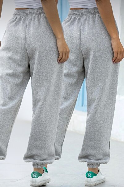 BSBSPOR Unisex γκρι φαρδιά φόρμα με φαρδύ κοψίματος Oversize Casual Double Jogger