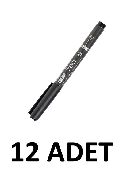 Hi-Text 12 Adet Ohp Asetat Kalemi Siyah 780-SM M Uçlu Permanent