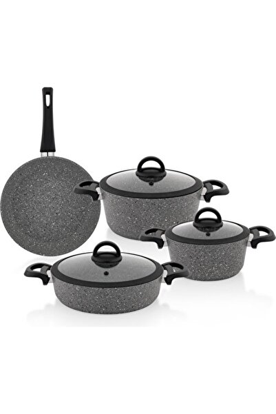 Schafer طقم أواني طهي جرانيت من Cucina - 7 قطع - رمادي