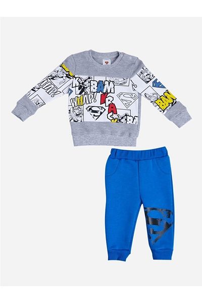 Superman Baby Boy Gray Bottom Top Set