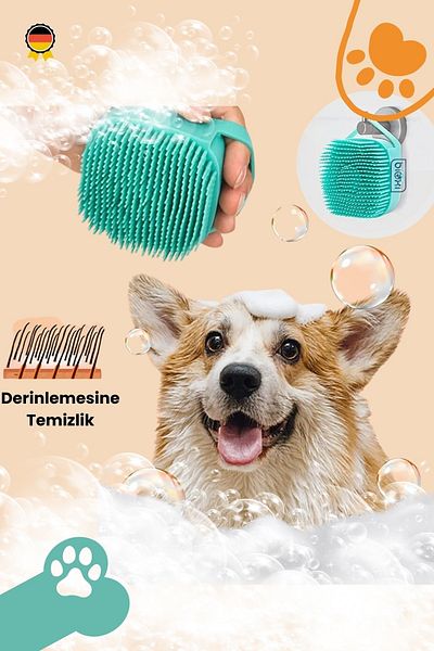 Bioxi Silicone Cat and Dog Pets Washing Brush with Shampoo Tank