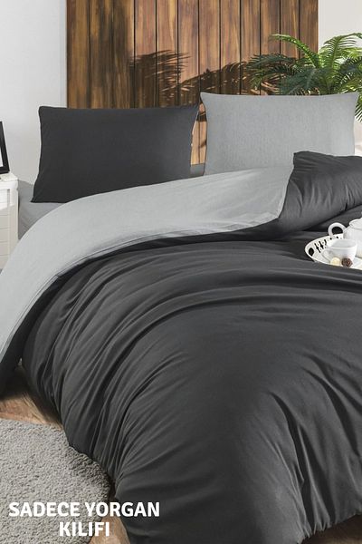 LIV CALISTA Διπλό Μονόχρωμο Παπλωματοθήκη 200x220 Γκρι-Μαύρο