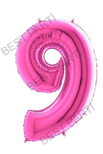 BEST PARTİ DOĞUM GÜNÜ PARTİ SÜSLERİ Fuchsia Pink Foil Number Balloon 100 Cm 9