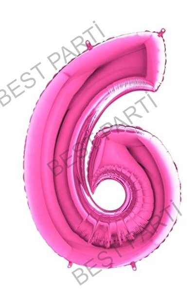 BEST PARTİ DOĞUM GÜNÜ PARTİ SÜSLERİ Fuşya Pembe Folyo Rakam Balon 100 Cm 6