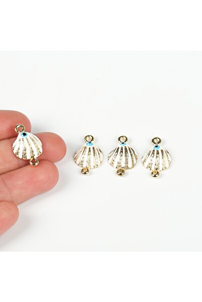 yfhobi 1 ADET - 21 mm BEYAZ NAZAR MİNELİ ÇİFT KULP MİDYE TAKI APARATI, ALTIN ...