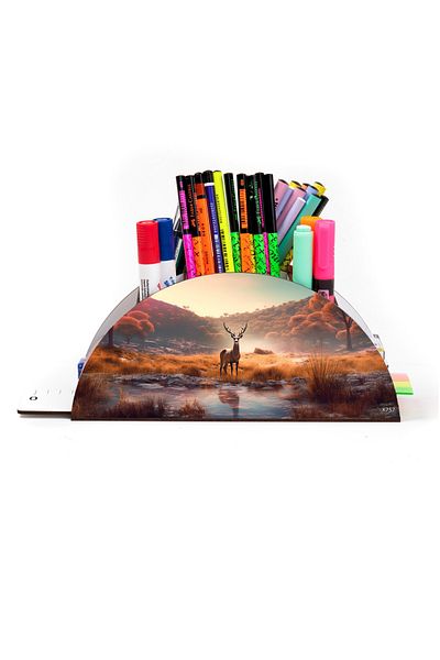 kutuTR Wooden VIP Vivies Series Desktop Pen Holder Organizer with Rainbow Ruler Assembled Box