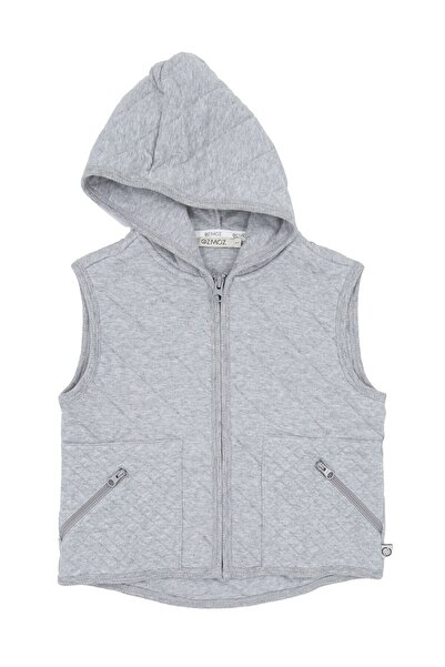 Ozmoz By Mukadder Özden Unisex Kids Quilted Gray Hooded Sports Vest