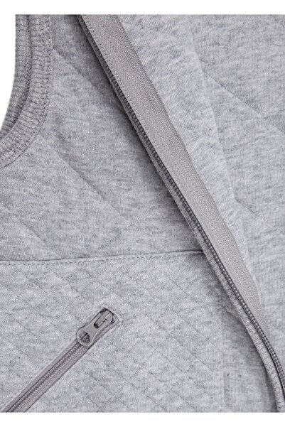 Ozmoz By Mukadder Özden Unisex Kids Quilted Gray Hooded Sports Vest
