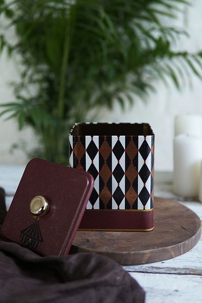 EVLE Er023-t8 Circus Patterned Square Metal Storage Container 12x12 Cm