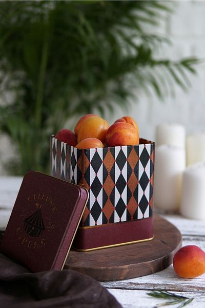 EVLE Circus Patterned Square Metal Storage Container 12x12 Cm Er024-t8