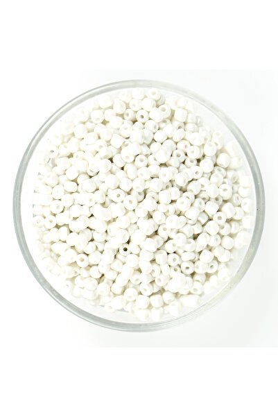 yfhobi 50 Gram- 4 mm PASTEL BEYAZ RENK BÜYÜK BOY KUM BONCUK, TAKI YAPIM BONCU...