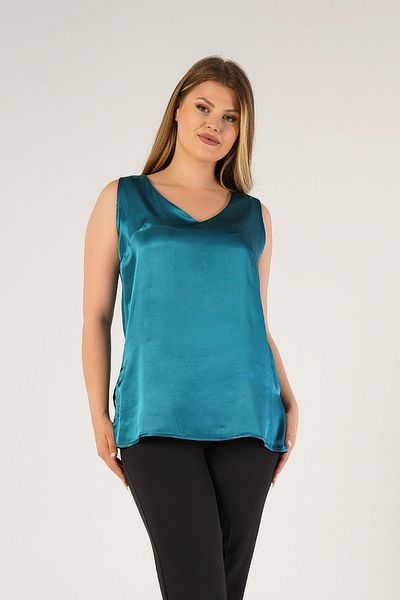 Nelly Plus Size V-Neck Satin Tank Top