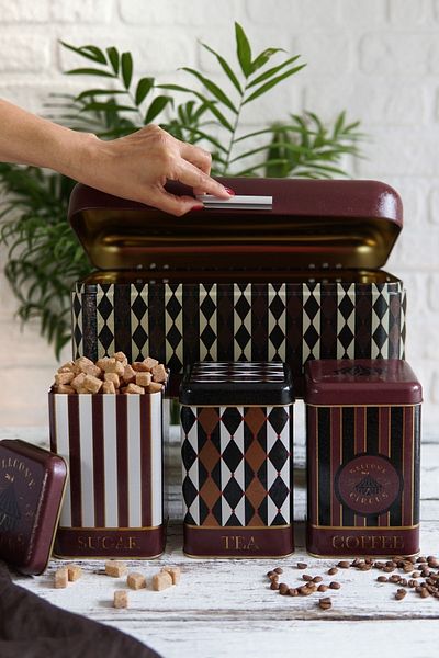 EVLE Erb08t8 Hinged Bread Box Set of 4, Circus