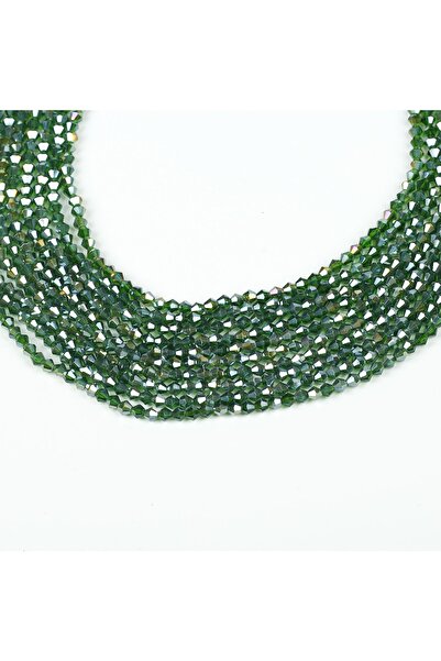 yfhobi 1 DİZİ (40 cm- 90-95 Adet)- 4 mm PİRAMİT KRİSTAL CAM BONCUK, ŞEFFAF JANJANLI YEŞİL BONCUK DİZİSİ