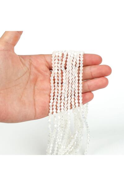 yfhobi 1 DİZİ (40 cm- 90-95 Adet)- 4 mm PİRAMİT KRİSTAL CAM BONCUK, MAT JANJA...