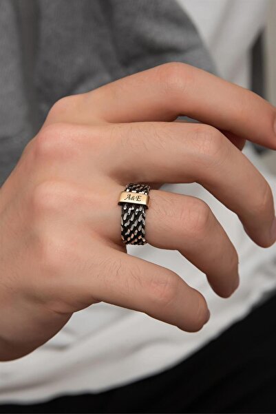 GT Gümüş Tezgahı Harfli Burgu Model 925 Ayar Gümüş Erkek Yüzük