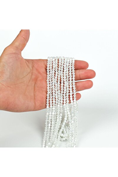 yfhobi 1 DİZİ (40 cm- 90-95 Adet)- 4 mm PİRAMİT KRİSTAL CAM BONCUK, MAT JANJA...