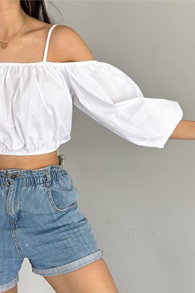 FEMELLE Γυναικεία λευκή μπλούζα με κορδόνι New Season