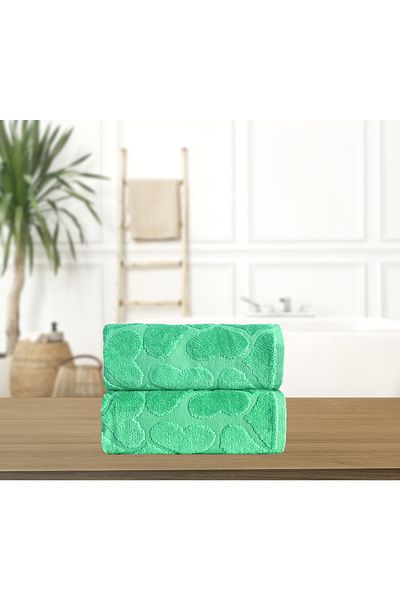 Lucy and Home Velvet Heart Printed 2-Piece Towel Set 55X100 cm