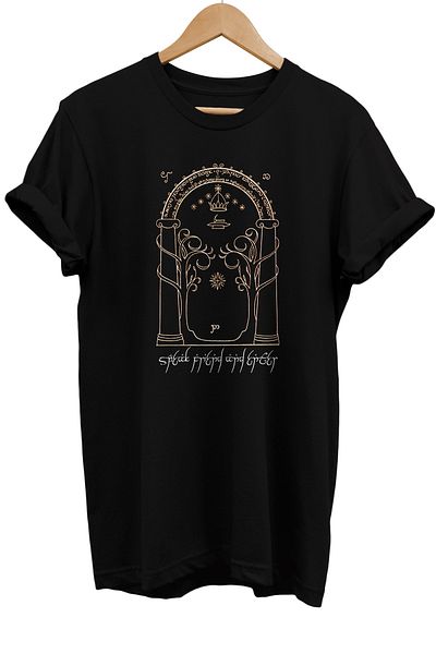 remonz Μπλουζάκι με στάμπα Moon Gate της σειράς Lord of the Rings 100% βαμβακερό μεγάλο μέγεθος