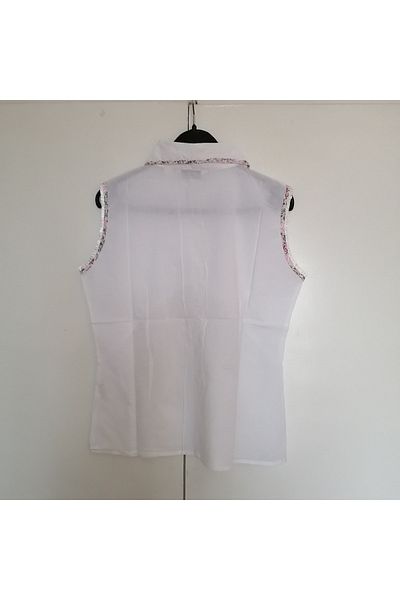 Next Authentic cotton white thread leaf embroidery patterned drawstring ruffled tank top Made in India