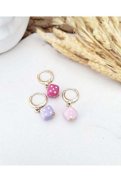 HALHALMILL Colorful Acrylic Dice Earring Set