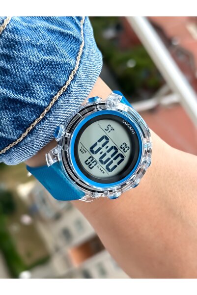 Cockpit Brand Marine Suitable, Silicone Strap, Illuminated, Stopwatch, Digital Women's Wristwatch