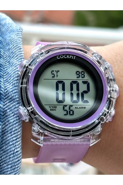 Cockpit Brand Marine Suitable, Silicone Strap, Illuminated, Stopwatch, Digital Women's Wristwatch