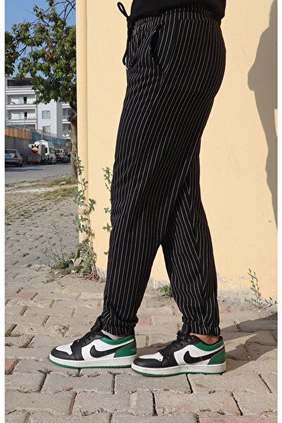 memowear Unisex Çizgili Bel ve Paçası Lastikli Basic Eşofman Altı
