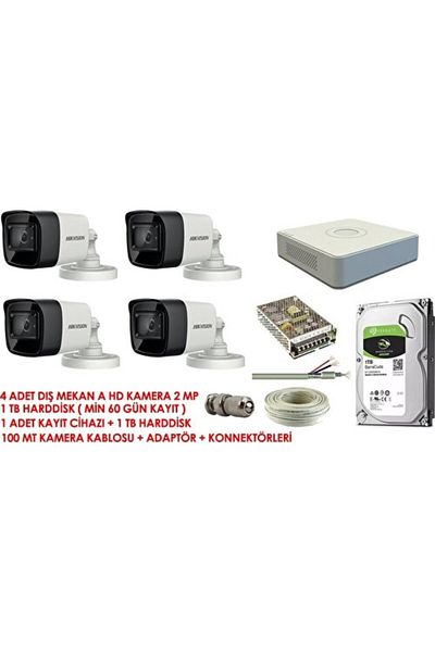 Hikvision طقم كاميرا هيكفيجن 4 قطع
