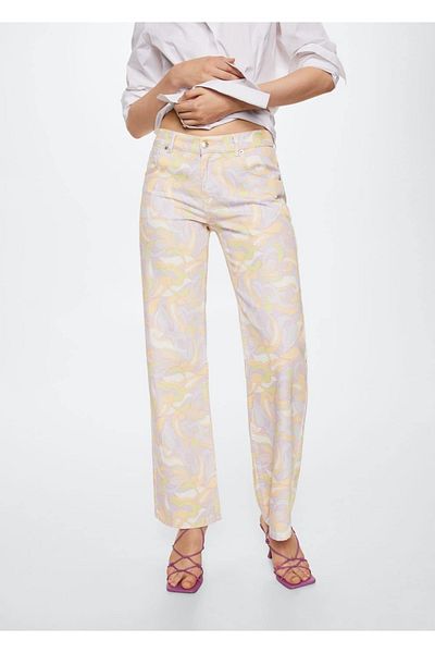 MANGO Woman Blugi cu picior largi cu model