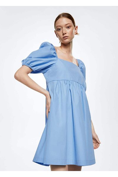 MANGO Woman Rochie din bumbac cu mânecă balon