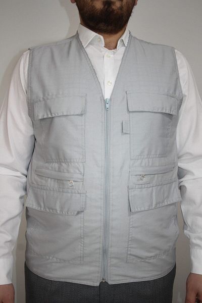 MRT COLLECTION Ανδρικό καλοκαιρινό γιλέκο Hunter Dad Grey με πολλές τσέπες