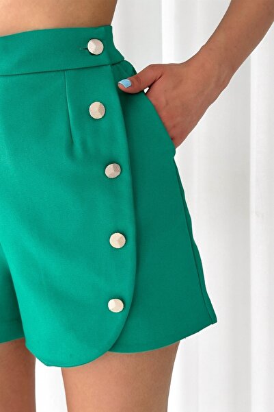 FEMELLE Kadın Yeni Sezon Düğme Detaylı Önden Cepli Şort Etek