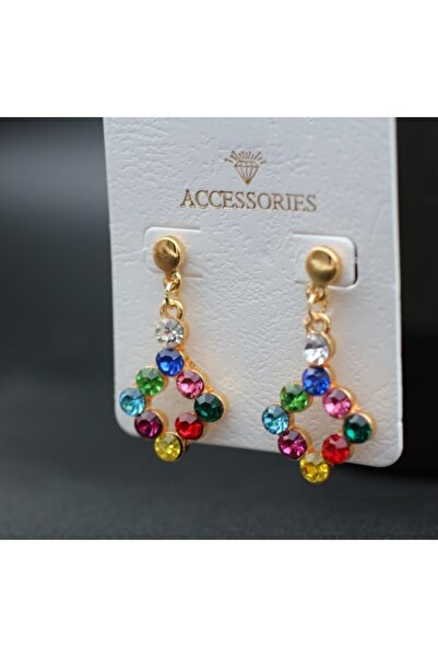 monalisatoka Kadın Kristal Taşlı Gold Küpe