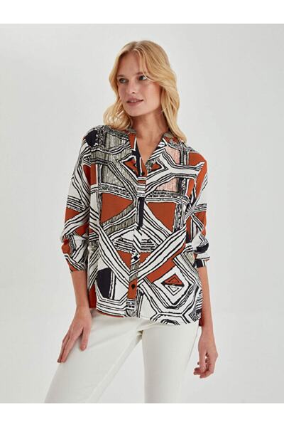 Faik Sönmez Büyük Geometrik Desen Gömlek 66398