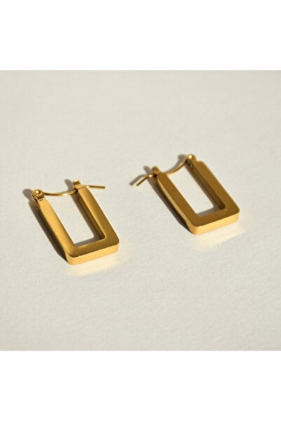 Accessories Altın Kaplama Dikdörtgen Küpe