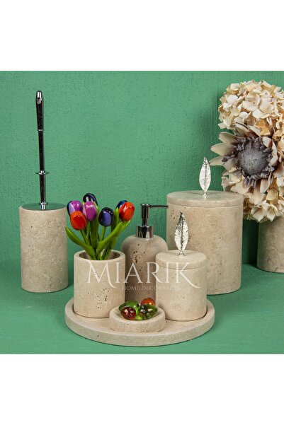 MIARIK DESIGN & DEKORASYON DEKORATİF DOĞAL TRAVERTEN MERMER BANYO SETİ TAKIMI...