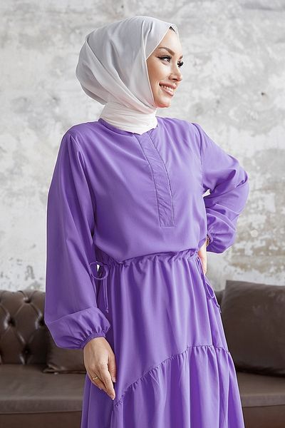 InStyle Merya Tunnel Belted Soft Ayrobin Dress - Lilac