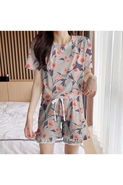 PEMBİŞ HOMEWEAR طقم شورت عدن فلاور 12 فائق النعومة