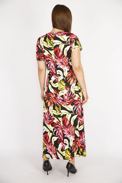 Şans Women's Colorful Large Size Wraped Collar Long Dress 65n36469