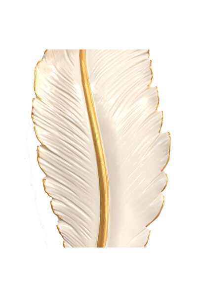 CajuArt Büyük Boy Dekoratif Tüy Şekilli Pilli Işıklı Duvar Dekoru Modern Aplik